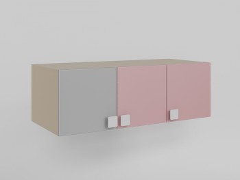 Антресоль на шкаф 3-х створчатый (Розовый/Серый/корпус Клен) в Ленске - lensk.mebel54.com | фото