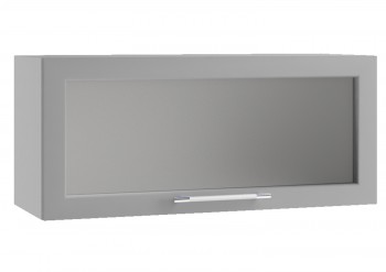 Барселона ШВГС 800 Шкаф верхний горизонтальный со стеклом (Голубой тик/корпус Белый) в Ленске - lensk.mebel54.com | фото