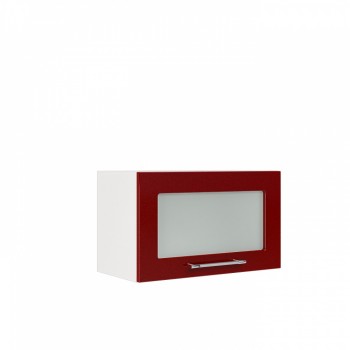 Бруклин ШВГС 600 Шкаф верхний горизонтальный со стеклом (Бетон белый/корпус Белый) в Ленске - lensk.mebel54.com | фото