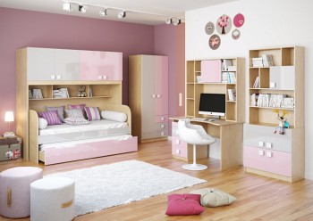 Детская комната Грэйси (Розовый/Серый/корпус Клен) в Ленске - lensk.mebel54.com | фото