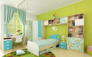 Детская комната Твит (Белый/Зеленый/корпус Клен) в Ленске - lensk.mebel54.com | фото