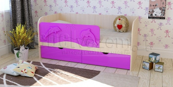 Друзья Кровать детская 2 ящика 1.6 Фиолетовый глянец в Ленске - lensk.mebel54.com | фото