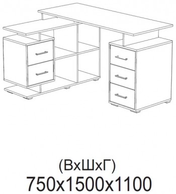 Компьютерный стол угловой СКМУ-3 белый в Ленске - lensk.mebel54.com | фото