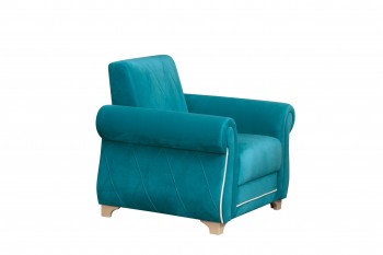 Кресло для отдыха "Порто" (велюр киви бирюза / микровельвет крем) в Ленске - lensk.mebel54.com | фото