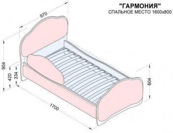 Кровать 160 Гармония 31 Светло-сиреневый (мягкий бортик) в Ленске - lensk.mebel54.com | фото