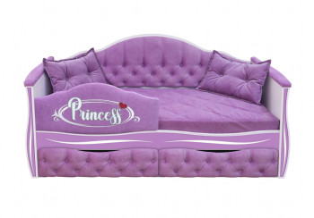 Кровать 160 серии Иллюзия 2 ящика 67 Светло-фиолетовый (подушки/мягкий бортик) в Ленске - lensk.mebel54.com | фото