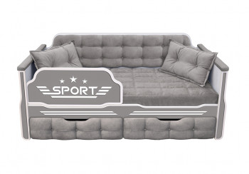 Кровать 160 серии Спорт 2 ящика 45 Серый (подушки) в Ленске - lensk.mebel54.com | фото