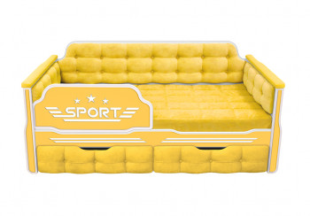 Кровать 160 серии Спорт 2 ящика 74 Жёлтый (мягкие боковые накладки) в Ленске - lensk.mebel54.com | фото