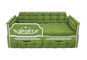 Кровать 160 серии Спорт 2 ящика 76 Зелёный (мягкие боковые накладки) в Ленске - lensk.mebel54.com | фото