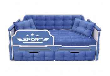 Кровать 160 серии Спорт 2 ящика 85 Синий (подушки) в Ленске - lensk.mebel54.com | фото