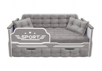 Кровать 170 серии Спорт 1 ящик 45 Серый (подушки) в Ленске - lensk.mebel54.com | фото