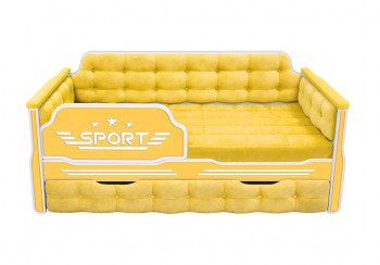 Кровать 170 серии Спорт 1 ящик 74 Жёлтый (мягкие боковые накладки) в Ленске - lensk.mebel54.com | фото