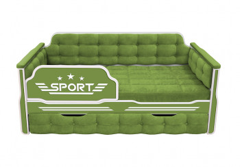 Кровать 170 серии Спорт 1 ящик 76 Зелёный (мягкие боковые накладки) в Ленске - lensk.mebel54.com | фото