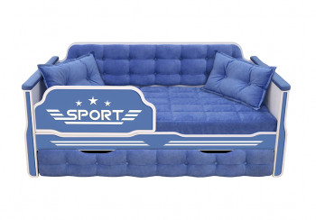 Кровать 170 серии Спорт 1 ящик 85 Синий (подушки) в Ленске - lensk.mebel54.com | фото