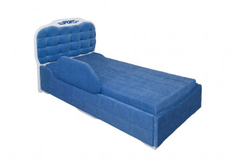 Кровать 190 Атлет Lux 29 Синий (мягкий бортик) в Ленске - lensk.mebel54.com | фото