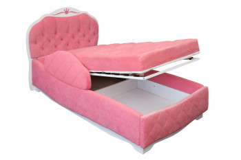 Кровать 190 Гармония Lux 36 Розовый (мягкий бортик) в Ленске - lensk.mebel54.com | фото