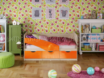 Кровать Бабочки 1,6м (Оранжевый металлик) в Ленске - lensk.mebel54.com | фото