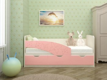 Кровать Бабочки 1,6м (Розовый металлик) в Ленске - lensk.mebel54.com | фото