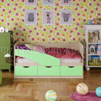 Кровать Бабочки 1,6м (Салат матовый) в Ленске - lensk.mebel54.com | фото