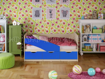 Кровать Бабочки 1,6м (Синий матовый) в Ленске - lensk.mebel54.com | фото