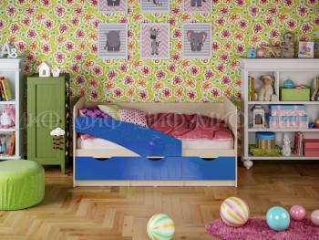 Кровать Бабочки 1,6м (Синий металлик) в Ленске - lensk.mebel54.com | фото