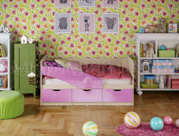 Кровать Бабочки 1,6м (Сиреневый металлик) в Ленске - lensk.mebel54.com | фото