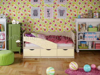 Кровать Бабочки 1,6м (Ваниль матовый) в Ленске - lensk.mebel54.com | фото