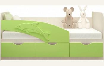 Кровать детская 1,6м Дельфин (Салатовый металлик) в Ленске - lensk.mebel54.com | фото