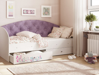 Кровать детская Эльза Белый/Фиолетовый в Ленске - lensk.mebel54.com | фото