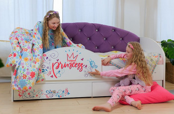 Кровать детская Эльза с бортиком Принцесса Белый/Фиолетовый в Ленске - lensk.mebel54.com | фото