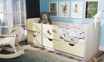 Кровать детская Минима Лего 1,86м с ящиками (дуб атланта/крем) в Ленске - lensk.mebel54.com | фото