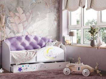 Кровать детская Звездочка Белый/Фиолетовый в Ленске - lensk.mebel54.com | фото