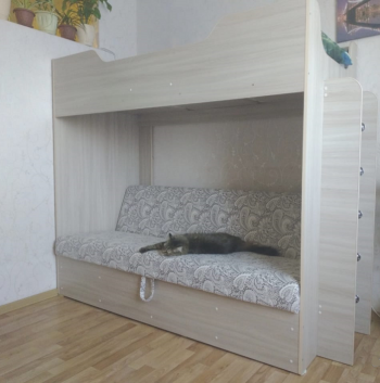 Кровать двухъярусная с диваном (Беленый дуб) в Ленске - lensk.mebel54.com | фото