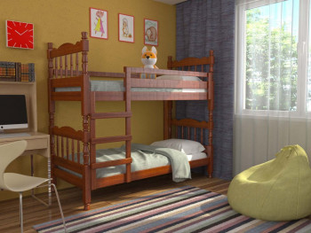 Кровать двухъярусная Соня из массива сосны 800*1890 Орех в Ленске - lensk.mebel54.com | фото