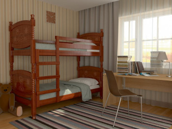Кровать двухъярусная Валерия из массива сосны 800*1890 Орех в Ленске - lensk.mebel54.com | фото