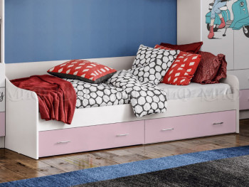 Кровать Fashion-1 Вега 0,9 м (Белый/Розовый) в Ленске - lensk.mebel54.com | фото