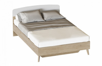  Кровать Калгари 1400 с основанием Дуб натуральный светлый/Белый матовый в Ленске - lensk.mebel54.com | фото