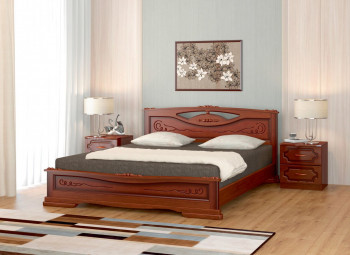 Кровать Карина-7 из массива сосны 1400*2000 Орех в Ленске - lensk.mebel54.com | фото