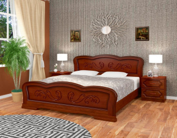 Кровать Карина-8 из массива сосны 1400*2000 Орех в Ленске - lensk.mebel54.com | фото