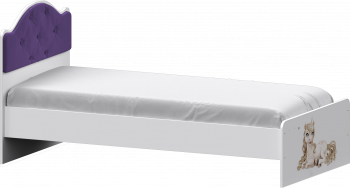 Кровать Каспер с мягкой спинкой и фотопечатью (800х1900)Белый/Фиолетовый в Ленске - lensk.mebel54.com | фото
