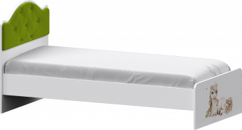 Кровать Каспер с мягкой спинкой и фотопечатью (800х2000)Белый/Лайм в Ленске - lensk.mebel54.com | фото
