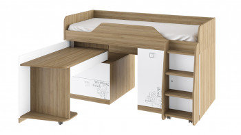 Кровать комбинированная «Оксфорд» (Ривьера/Белый с рисунком) в Ленске - lensk.mebel54.com | фото