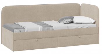 Кровать «Молли» с мягкой обивкой (900) тип 1 (Микровелюр Scandi Cream 03) в Ленске - lensk.mebel54.com | фото