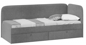 Кровать «Молли» с мягкой обивкой (900) тип 1 (Микровелюр Scandi Graphite 22) в Ленске - lensk.mebel54.com | фото