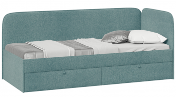 Кровать «Молли» с мягкой обивкой (900) тип 1 (Микровелюр Scandi Indigo 11) в Ленске - lensk.mebel54.com | фото