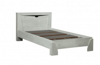 Кровать одинарная 33.07 с настилом "Лючия" (ш. 900)/(бетон пайн белый / венге / белый) в Ленске - lensk.mebel54.com | фото