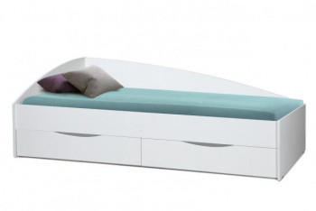 Кровать одинарная "Фея - 3" (асимметричная) (2000х900) New/(белый / белый / ДВПО белый) в Ленске - lensk.mebel54.com | фото