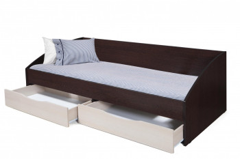 Кровать одинарная "Фея - 3" (симметричная) New (венге / вудлайн кремовый / ДВПО: белый) в Ленске - lensk.mebel54.com | фото