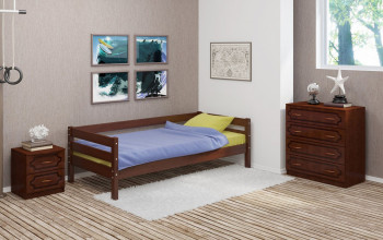 Кровать одинарная ГЛОРИЯ из массива сосны  900*2000 (Орех) в Ленске - lensk.mebel54.com | фото