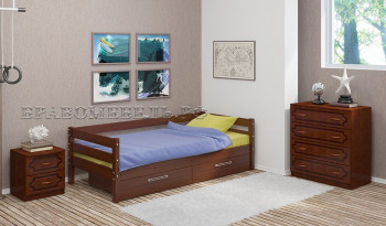 Кровать одинарная ГЛОРИЯ из массива сосны  900*2000 (Орех) в Ленске - lensk.mebel54.com | фото